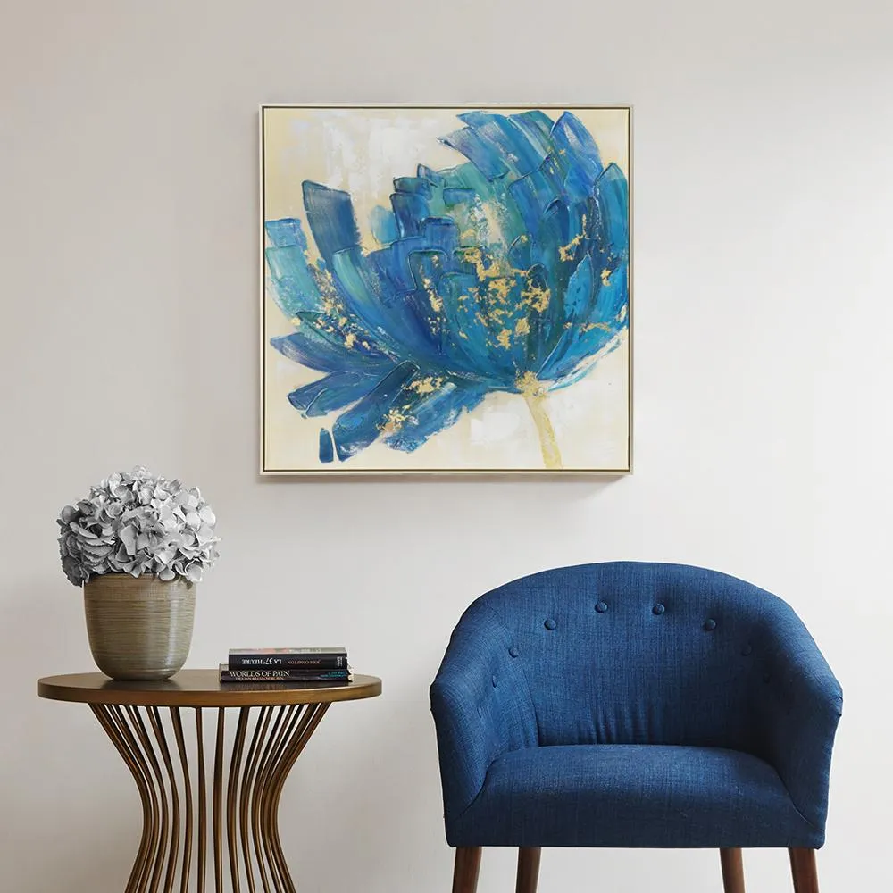 100% handmade Blue & Gold Flower I 28x28Inch (70x70cm)