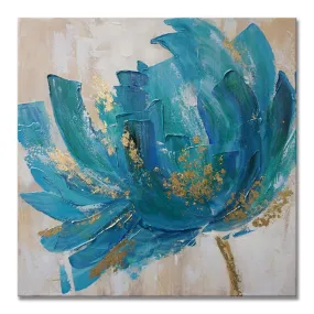 100% handmade Blue & Gold Flower I 28x28Inch (70x70cm)