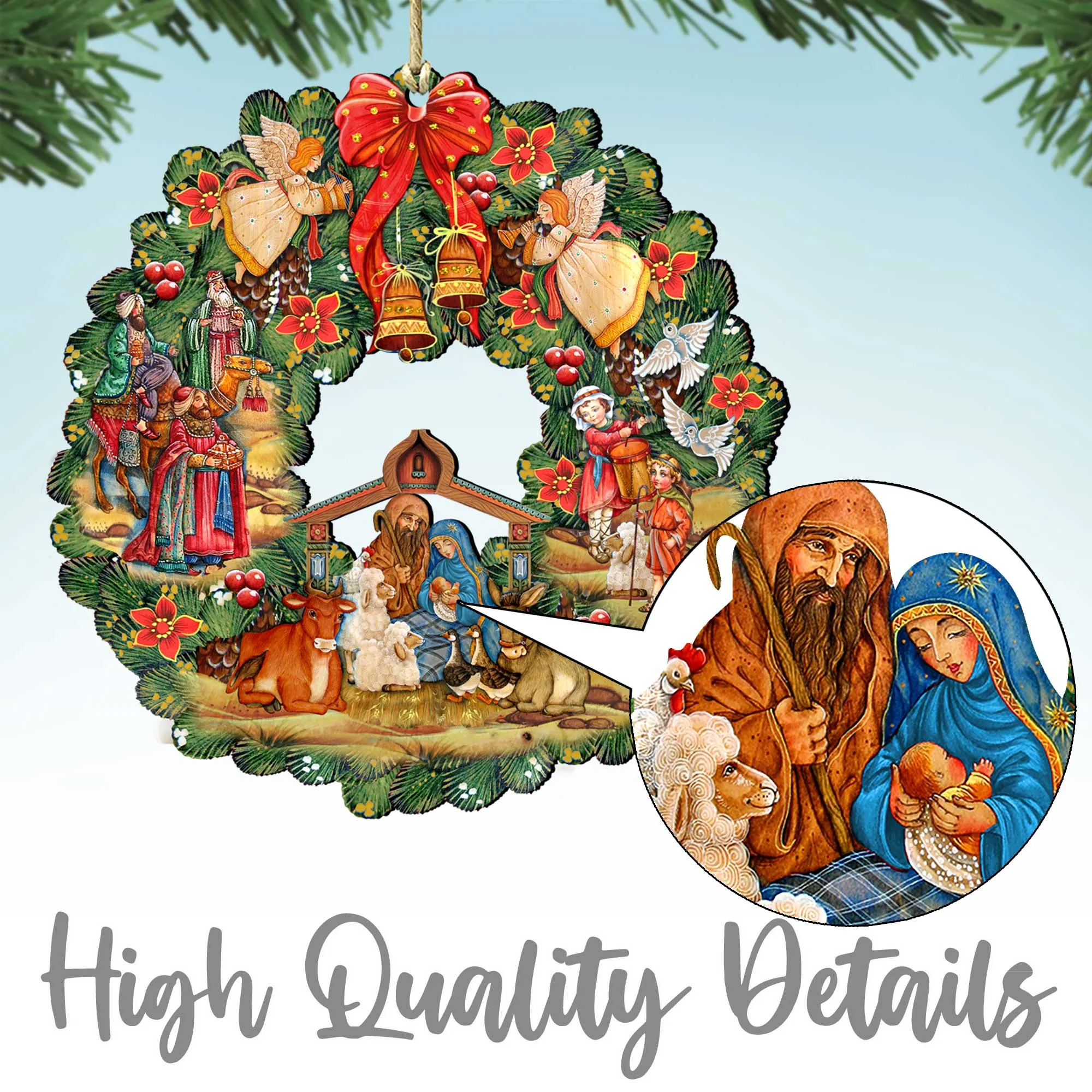 12 Days of Christmas Wooden Ornament Set of 12 by G DeBrekht - Christmas Decor
