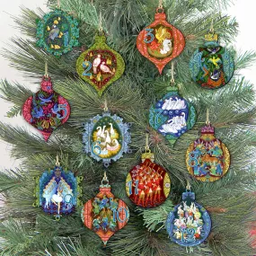 12 Days of Christmas Wooden Ornament Set of 12 by G DeBrekht - Christmas Decor