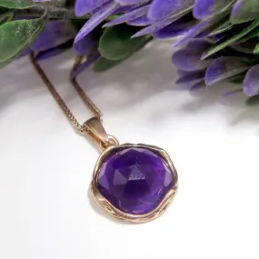 14K Rose Gold Round Purple Amethyst 12mm Pendant