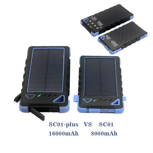 16000mah Waterproof Shockproof Dustproof Solar Powerbank