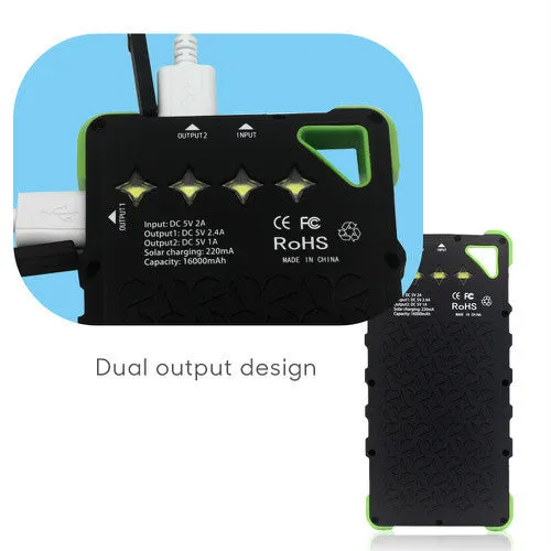 16000mah Waterproof Shockproof Dustproof Solar Powerbank
