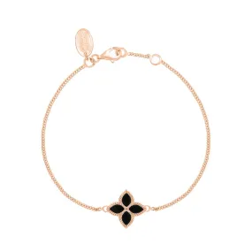 18ct Rose Gold Whitby Jet Eden Marquise Flower Bracelet