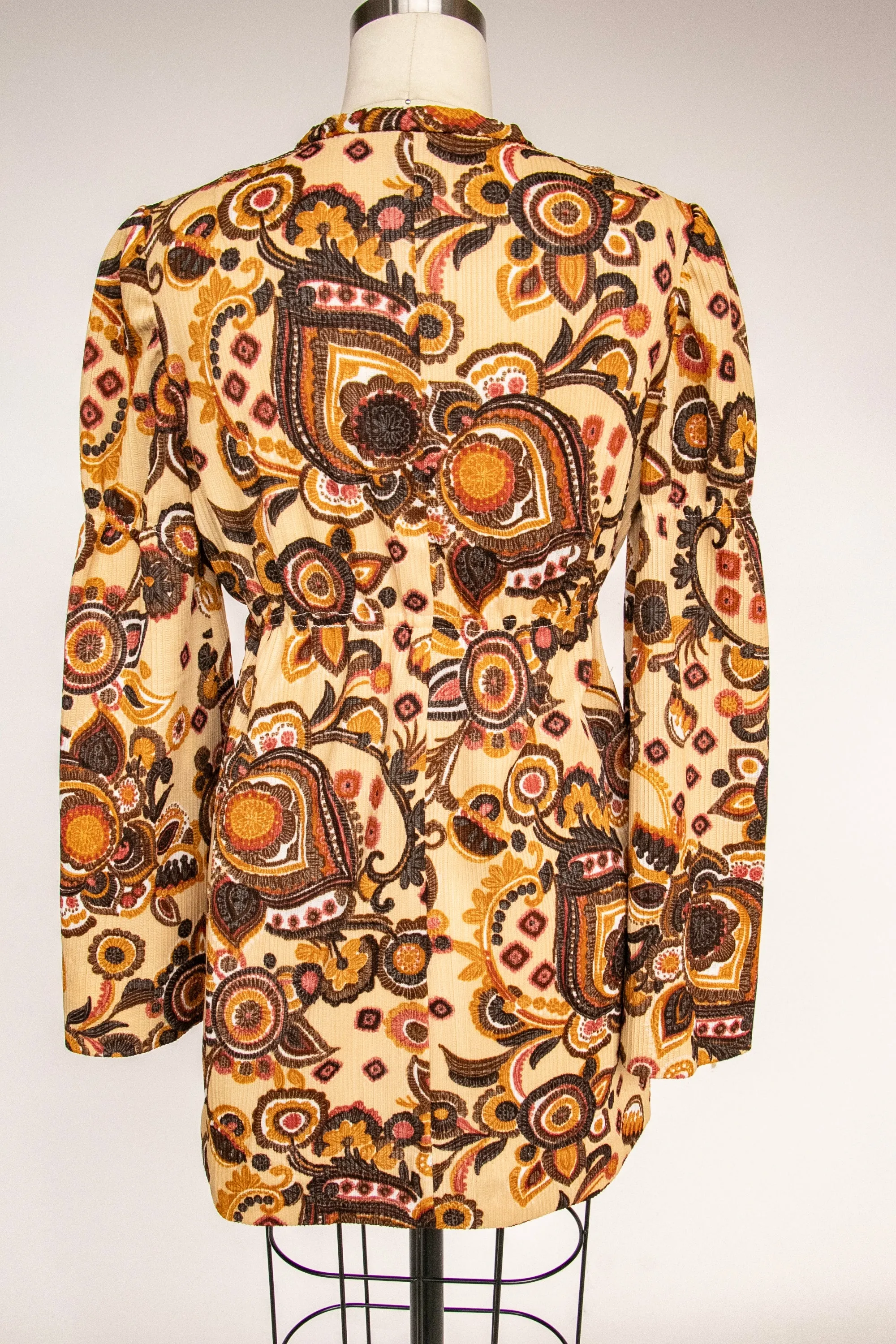 1960s Dress Floral Poly Knit Micro Mini 70s S / XS
