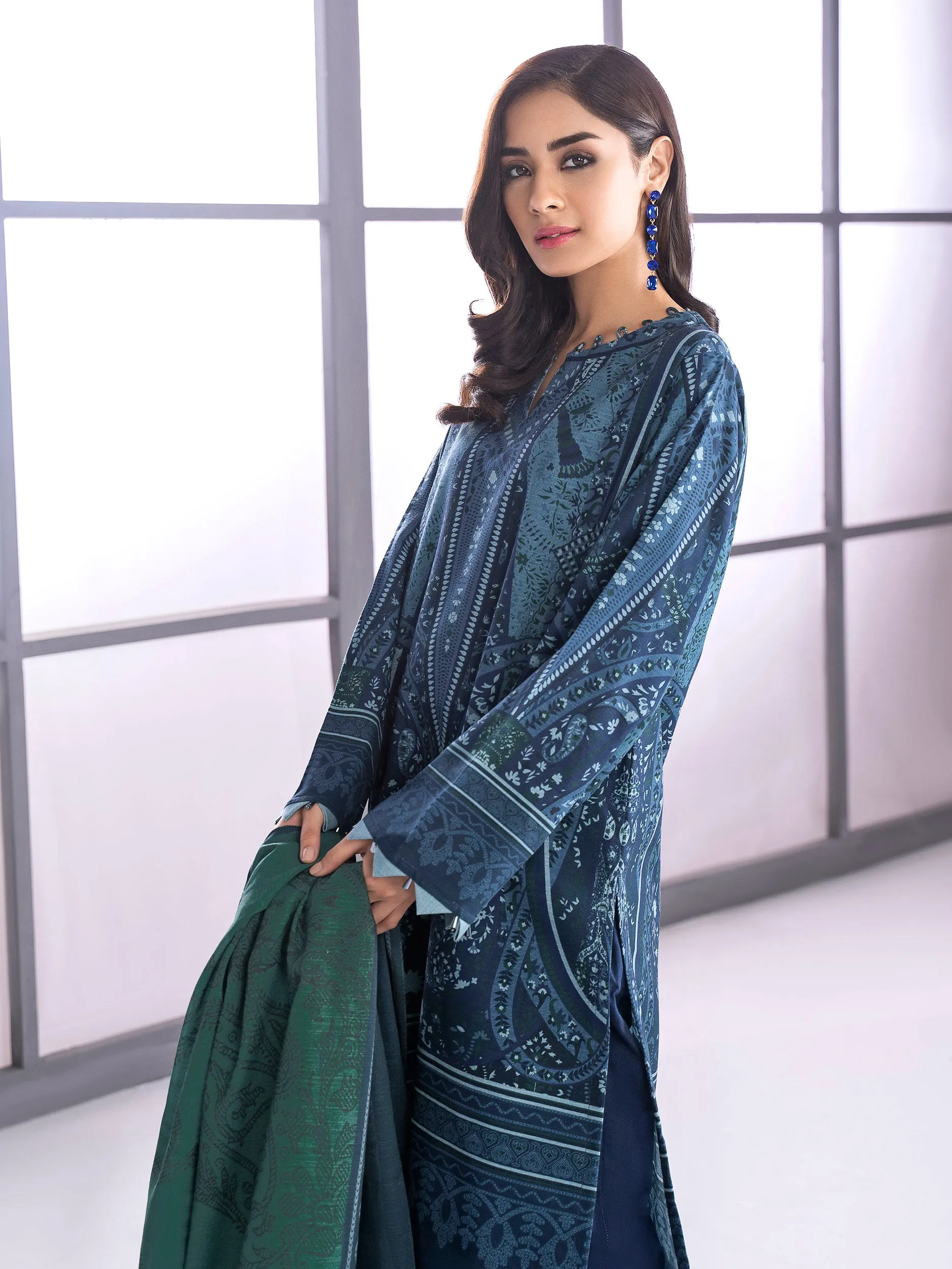 2 Piece Khaddar Suit-Printed (Unstitched)