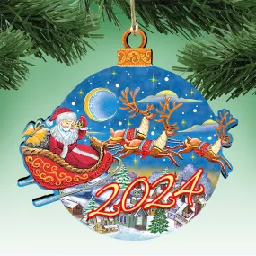 2024 Dated Up Up and Away Christmas Wooden Ornaments by G DeBrekht - Christmas Santa and Snowman Decor - 8112160-D24