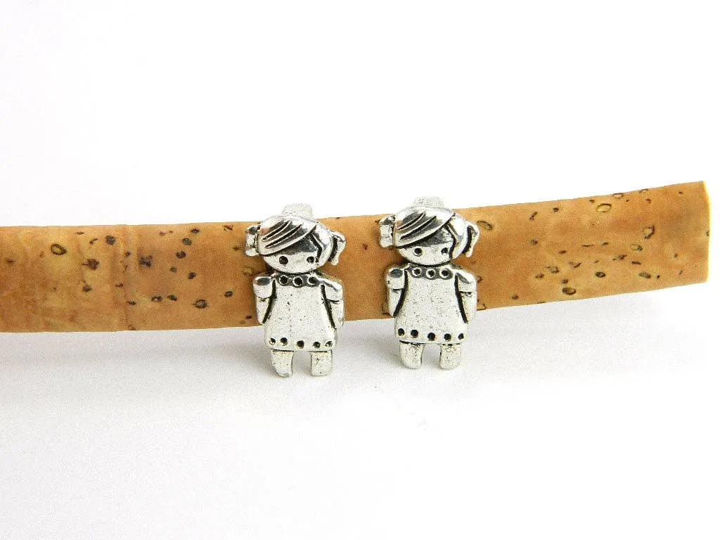 20pcs Cute girl Antique Silver Licorice Slider, Zamak, Jewelry Findings,  D-2-11