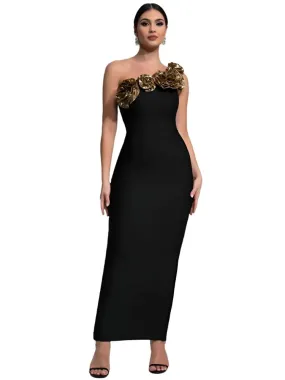 3D Gold Flower Dress
