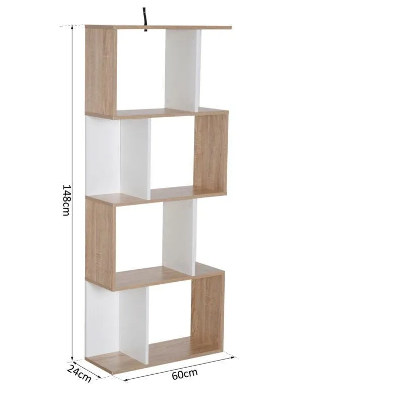 4 Tier White Wooden Display Shelving Unit