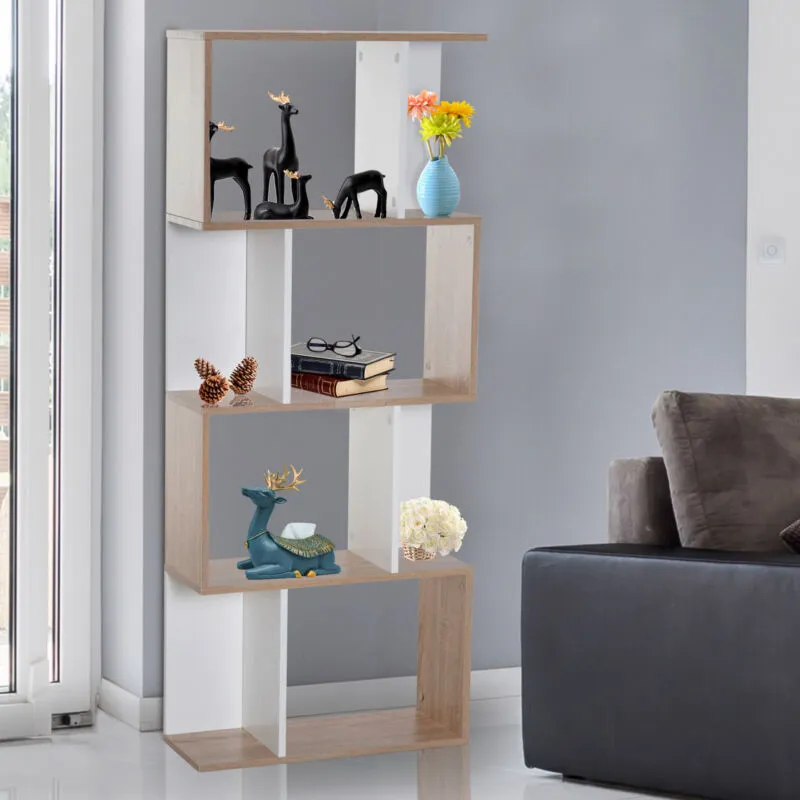 4 Tier White Wooden Display Shelving Unit