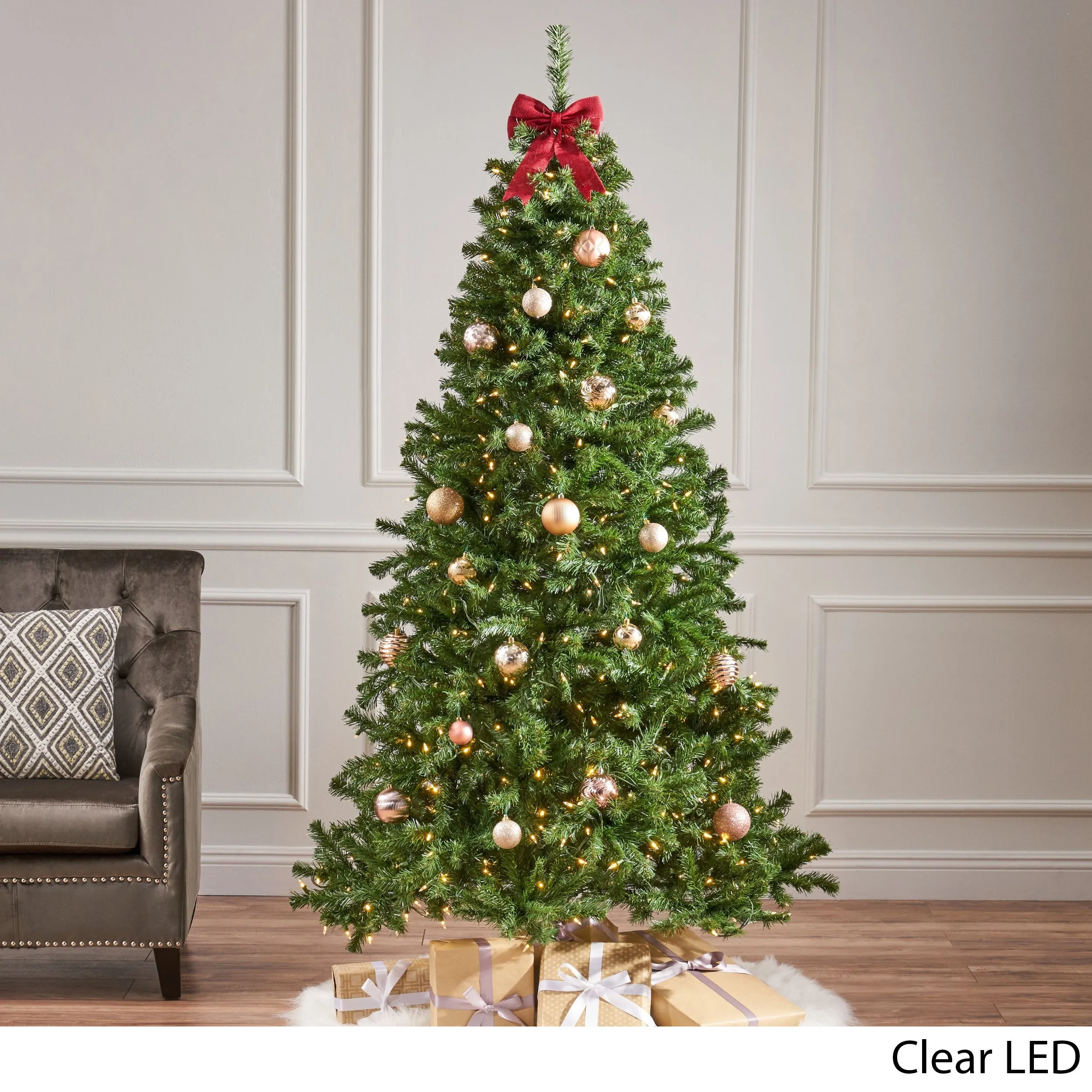 7-foot Noble Fir Pre-Lit Clear LED Hinged Artificial Christmas Tree - NH541113