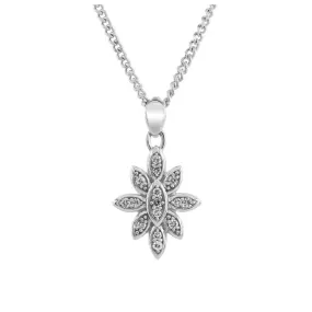 9ct White Gold Diamond Set Flower Pendant