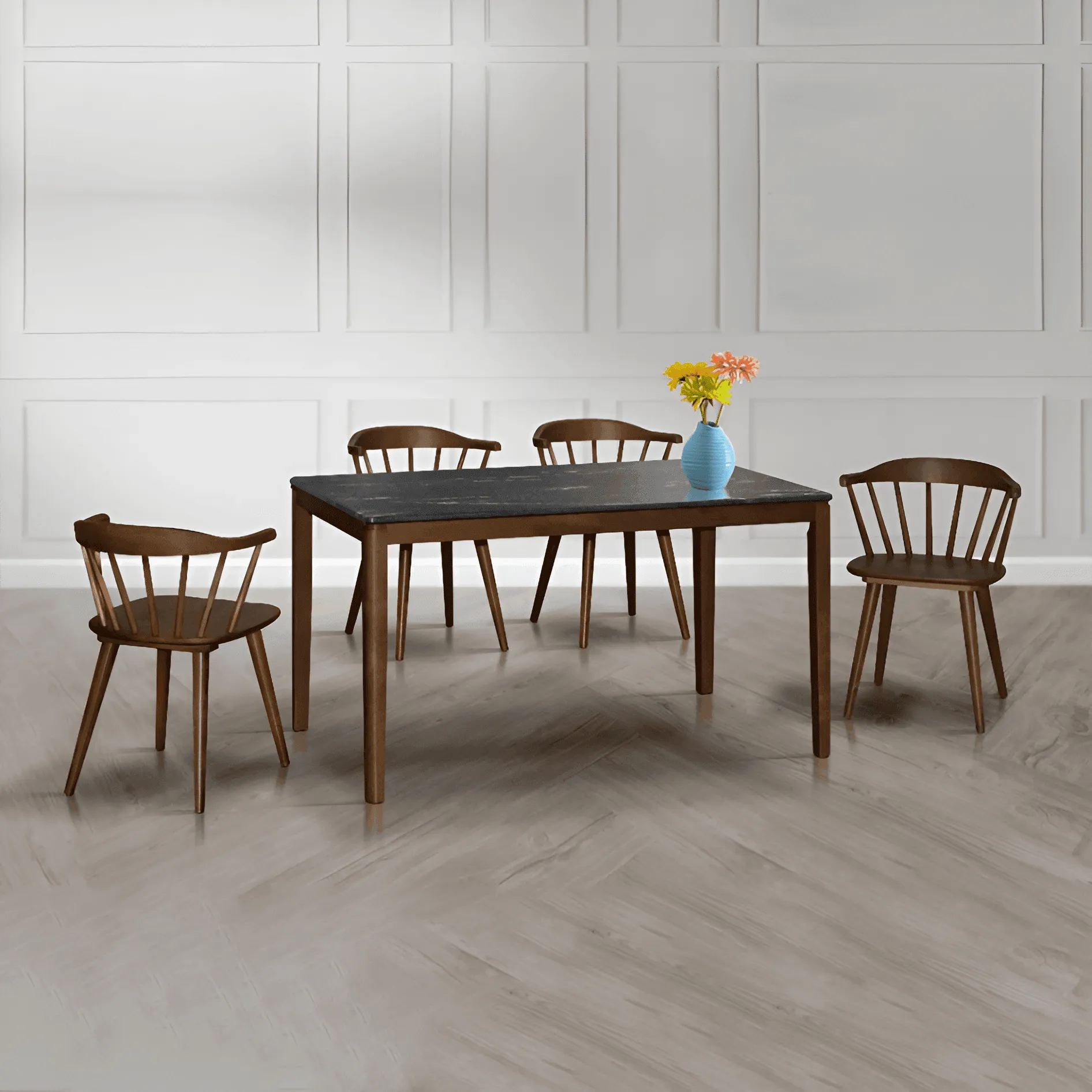Alafia II Wooden Dining Set with HPL Moulded Set Top (1 4)