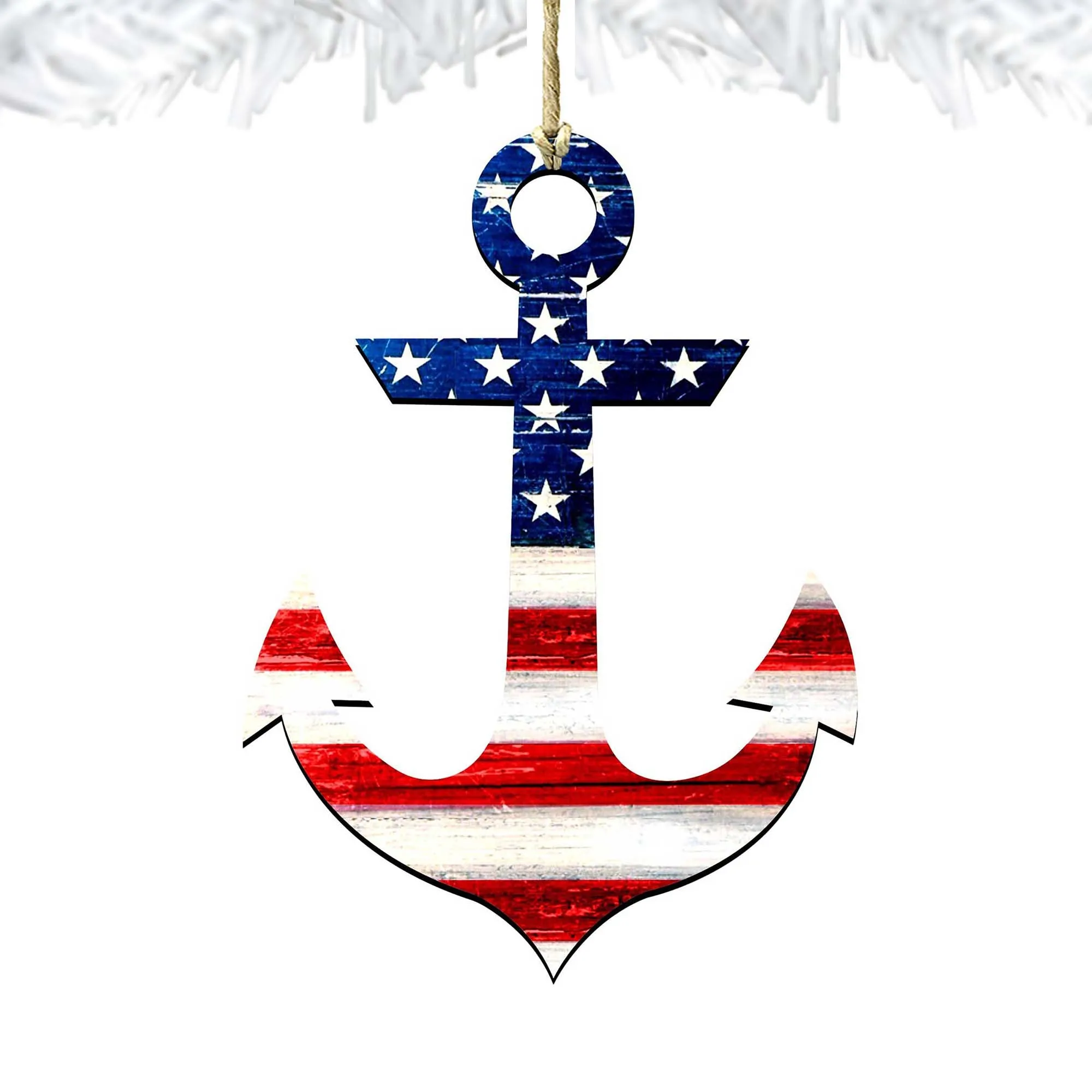American Flag Anchor Wooden Ornaments by G. DeBrekht - American Patriotic Decor - 8198913