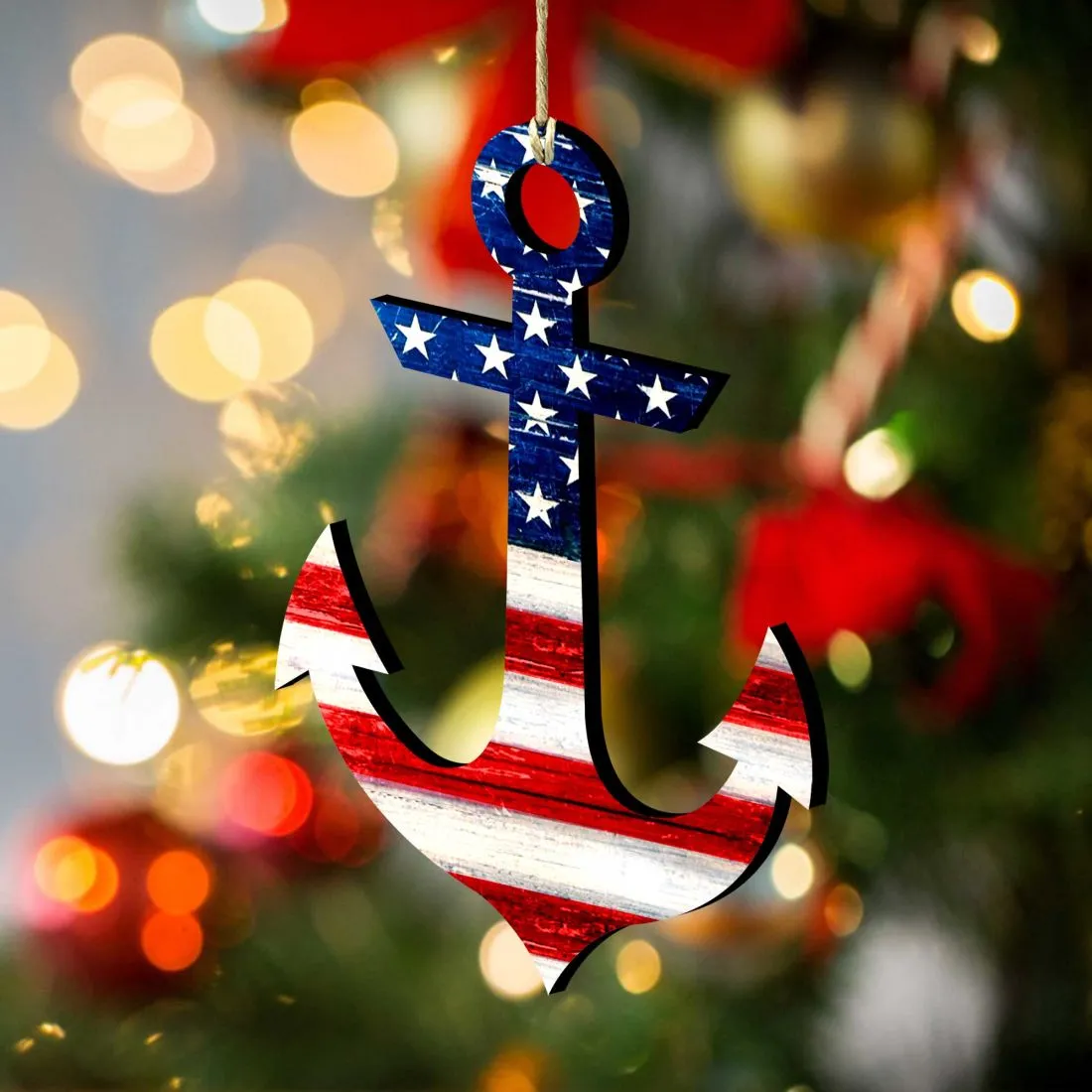 American Flag Anchor Wooden Ornaments by G. DeBrekht - American Patriotic Decor - 8198913