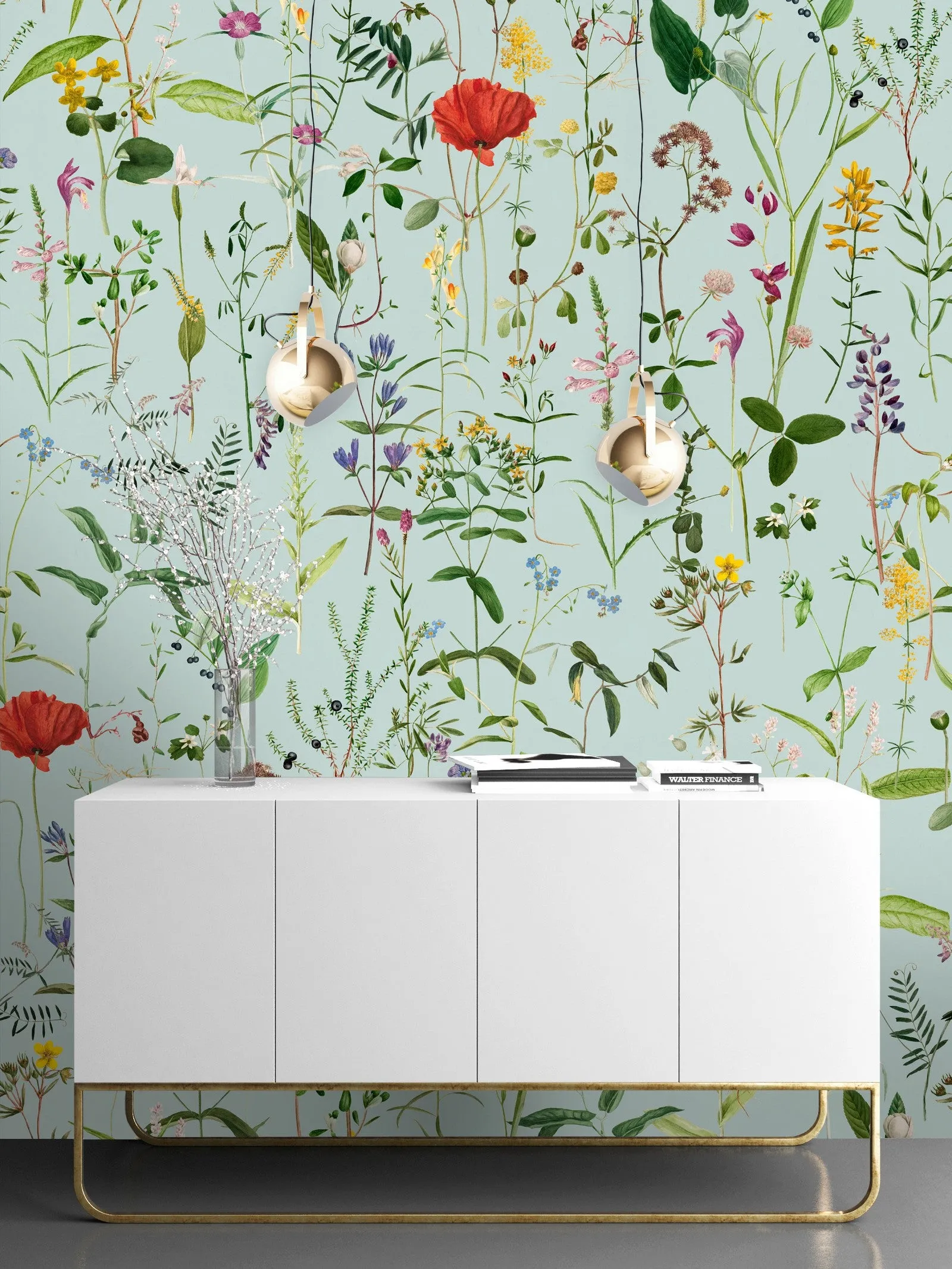 Aquafleur Flower Wallpaper