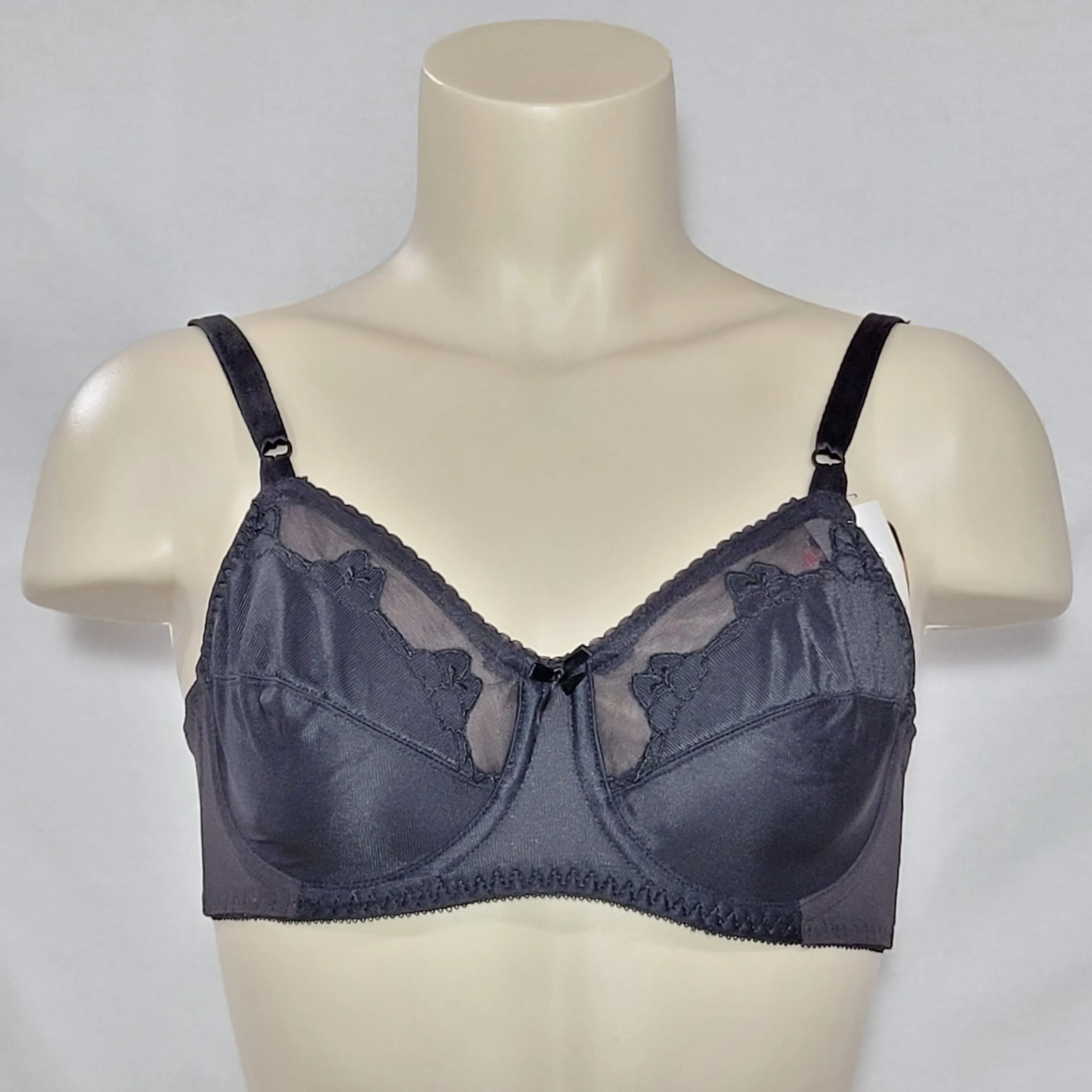Bali 180 0180 Flower Underwire Bra 40B Black NEW WITH TAGS