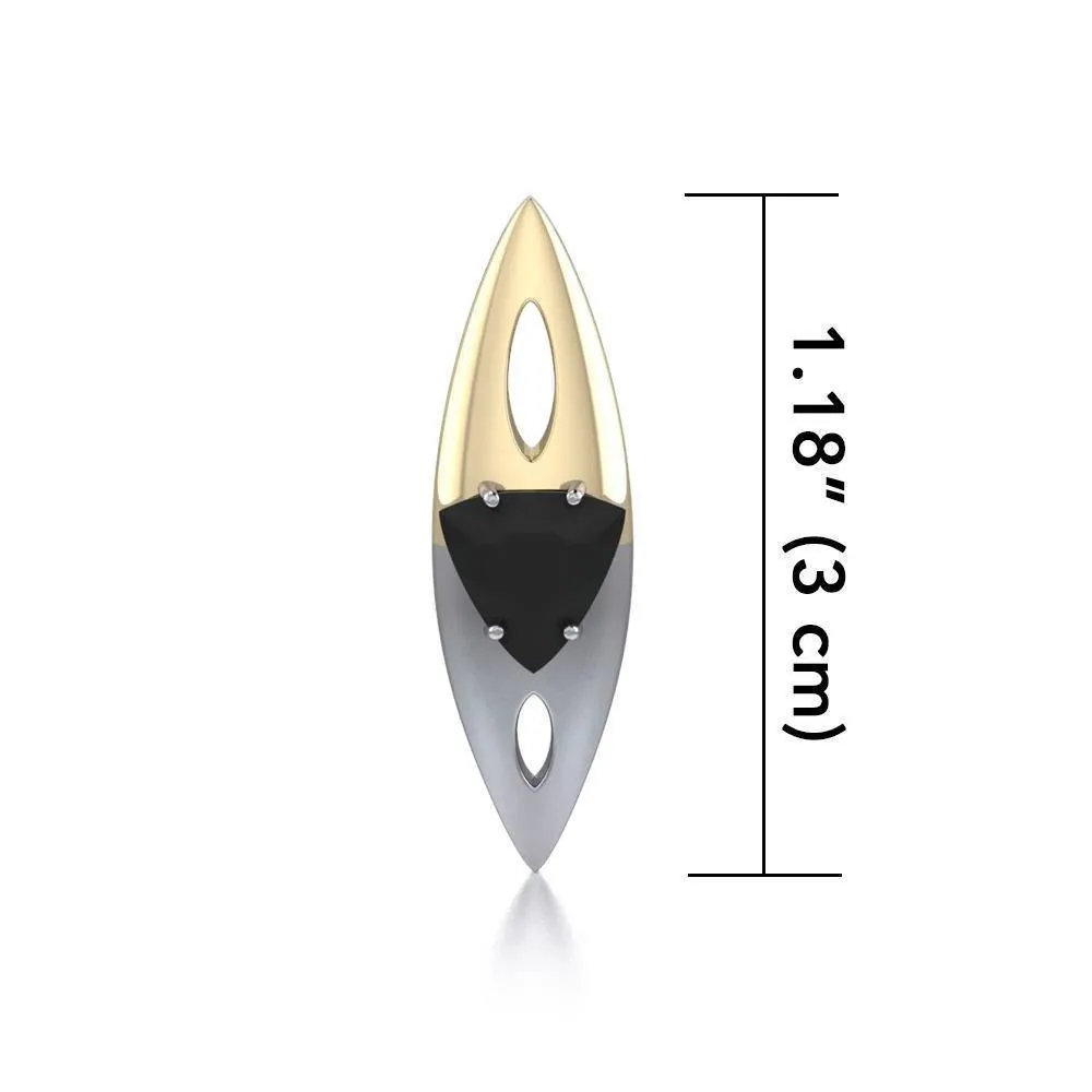 Black Magic Art Deco Silver & Gold Pendant MPD835