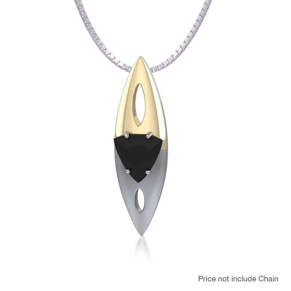 Black Magic Art Deco Silver & Gold Pendant MPD835
