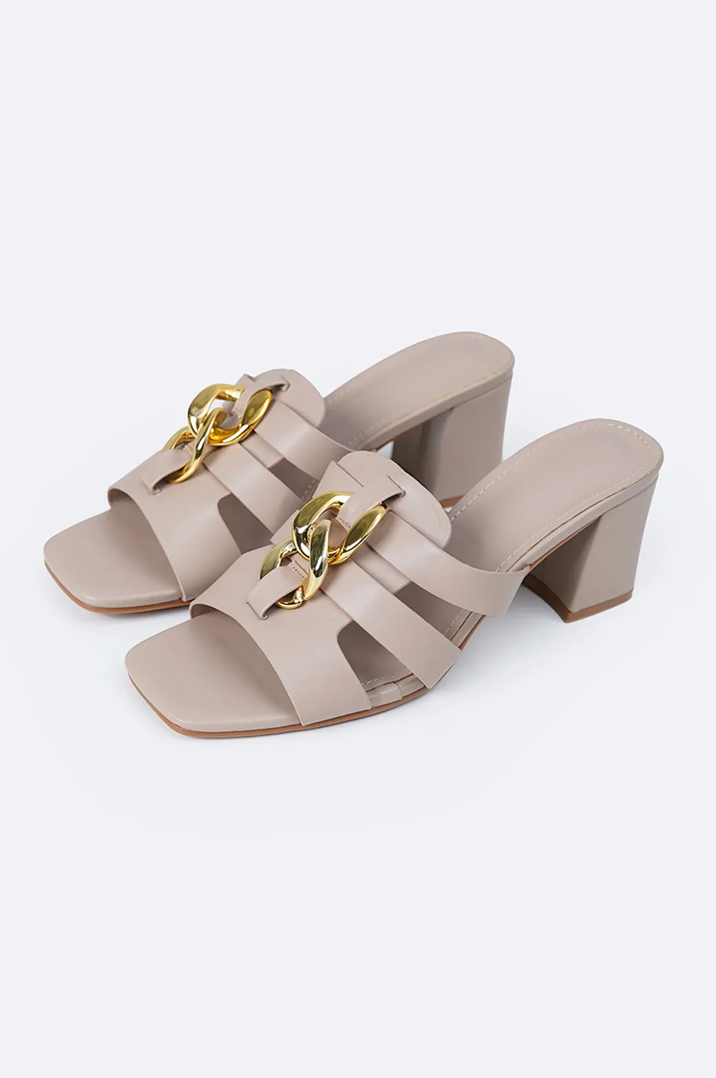 CHAIN BLOCK HEELS