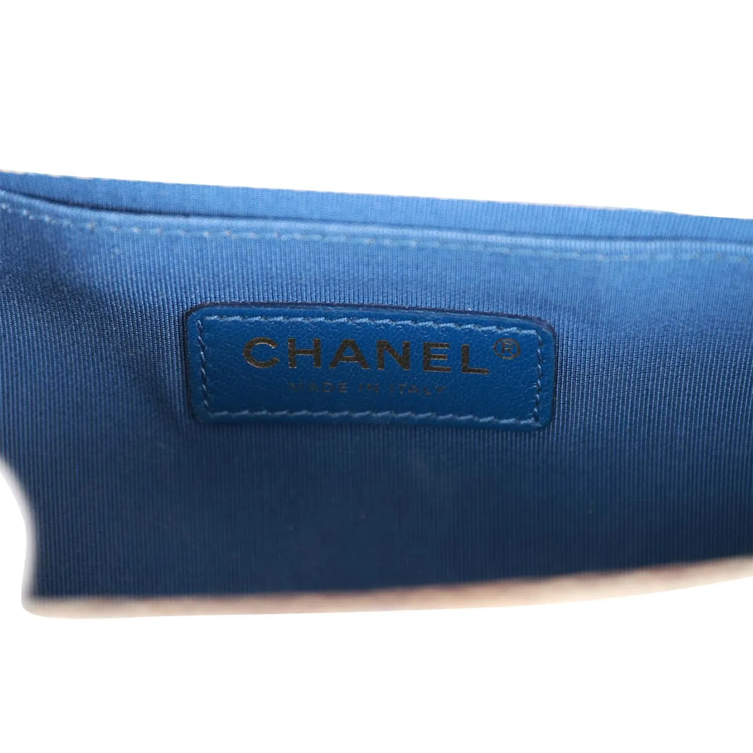 Chanel Medium Boy Bag Beige and Blue Cuba Painted Caviar Gold Hardware
