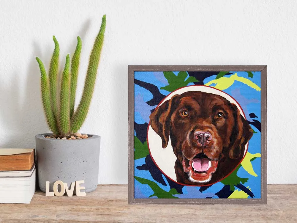 Charlie The Chocolate Lab Mini Framed Canvas