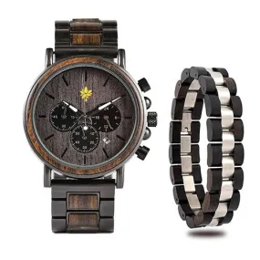 Colorado Wooden Chronograph & Bracelet Gift Set (Mens)