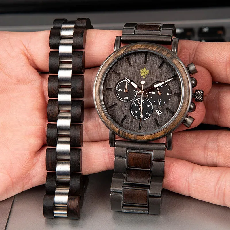 Colorado Wooden Chronograph & Bracelet Gift Set (Mens)