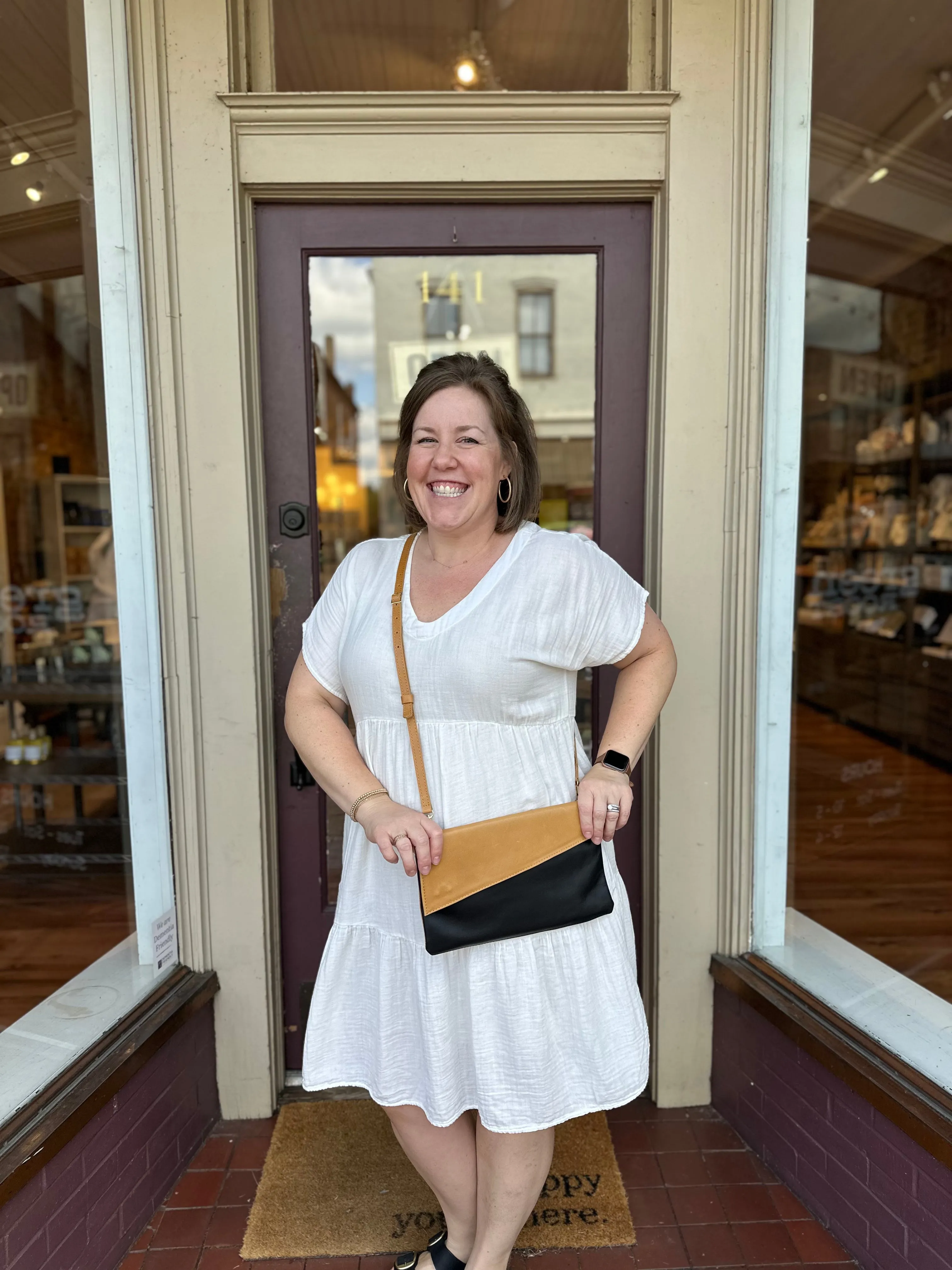 Convertible Crossbody & Clutch in Caramel   Ink Black (Ethiopia Collection)