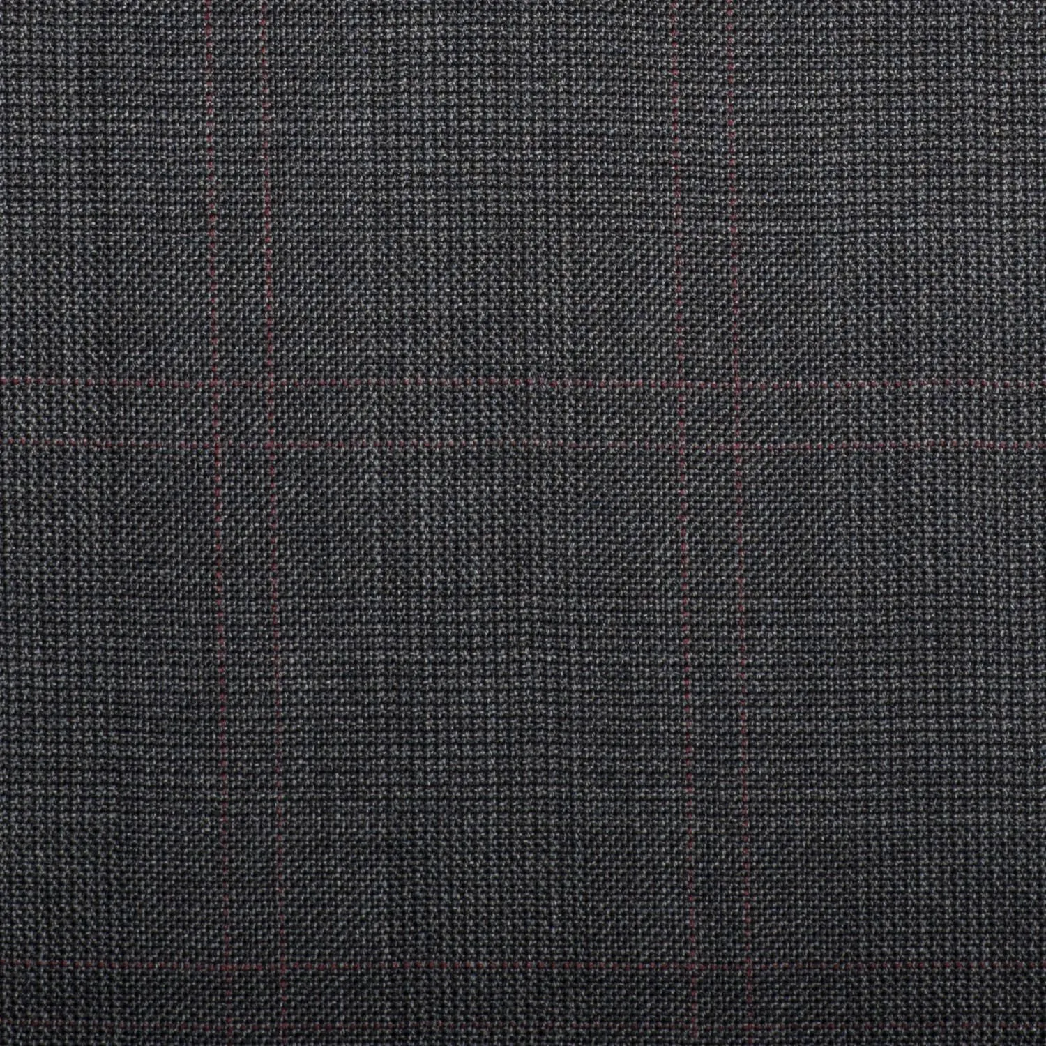 Dark Grey Prince Of Wales With Red Double Check Quartz Super 100's Suiting