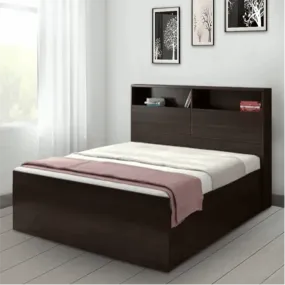 Denver Wooden Bed with Storage in Brown Glossy Finish