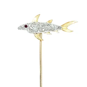 Diamond Fish Tie Pin