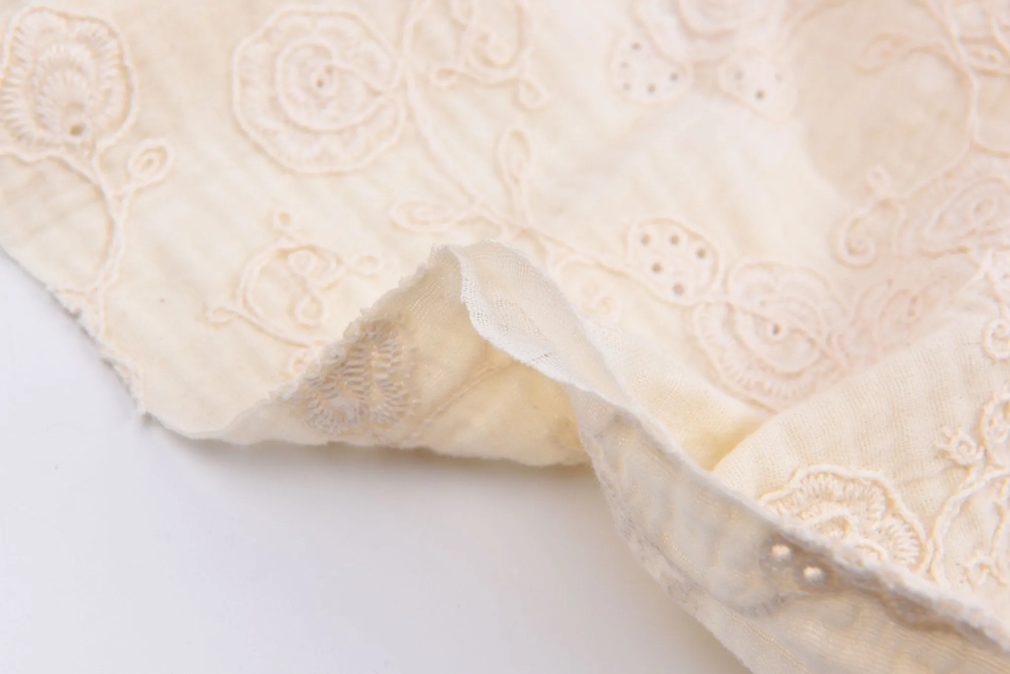 Double Gauze Fabric With 3D Embroidery - NATURAL COLOR