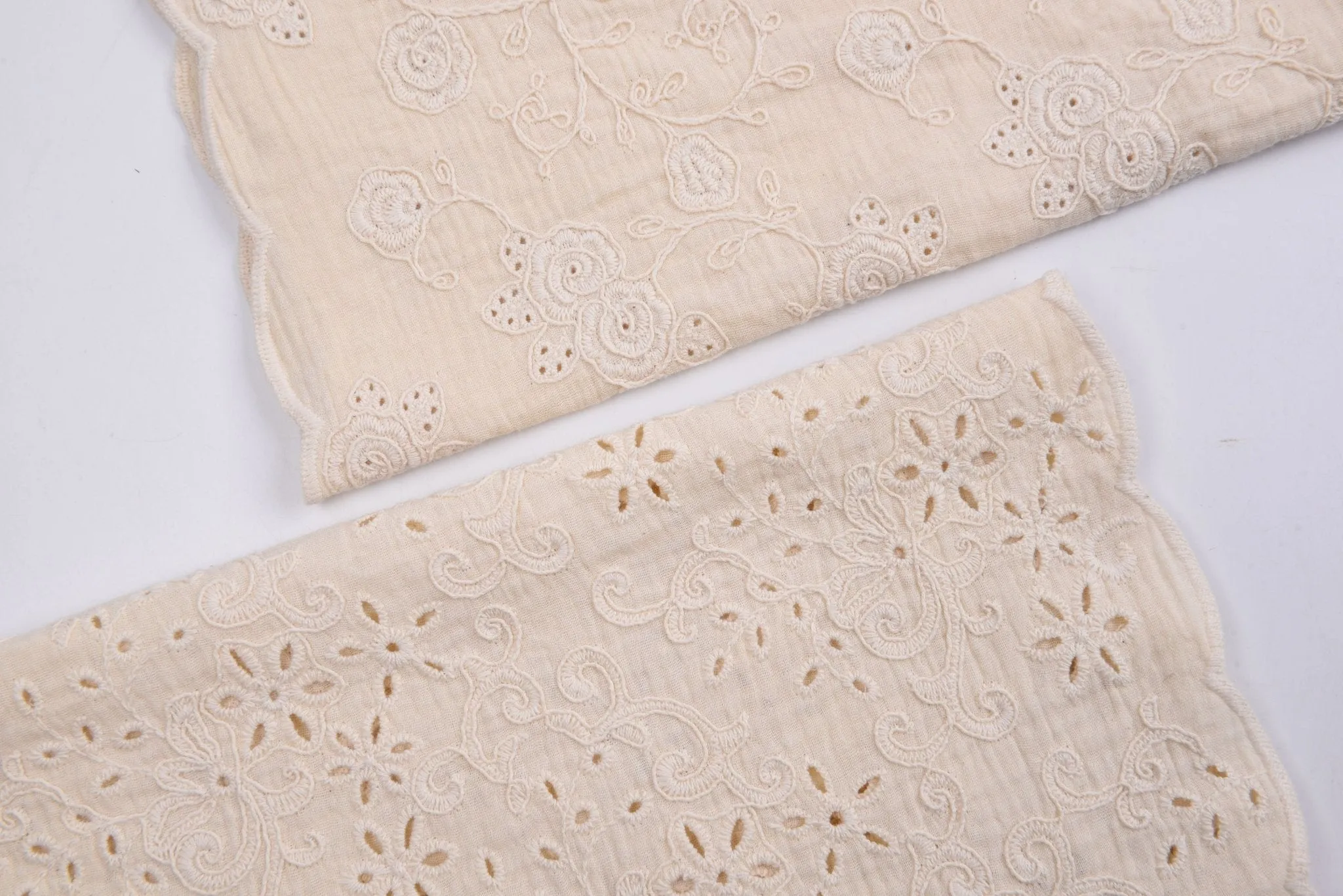 Double Gauze Fabric With 3D Embroidery - NATURAL COLOR