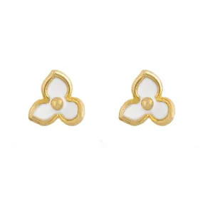Earring Epoxy Three Petals White Gold