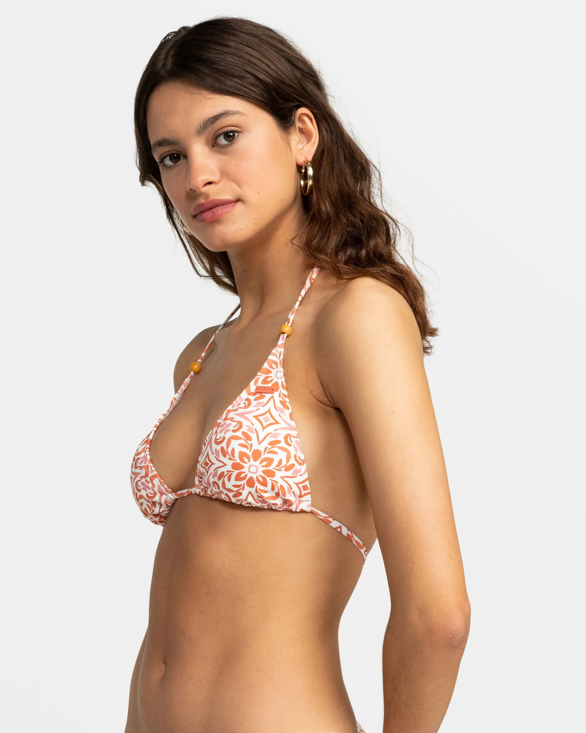 Fresco Tile Tiki Triangle Bikini Top - Cloud Dancer Fresco Tile
