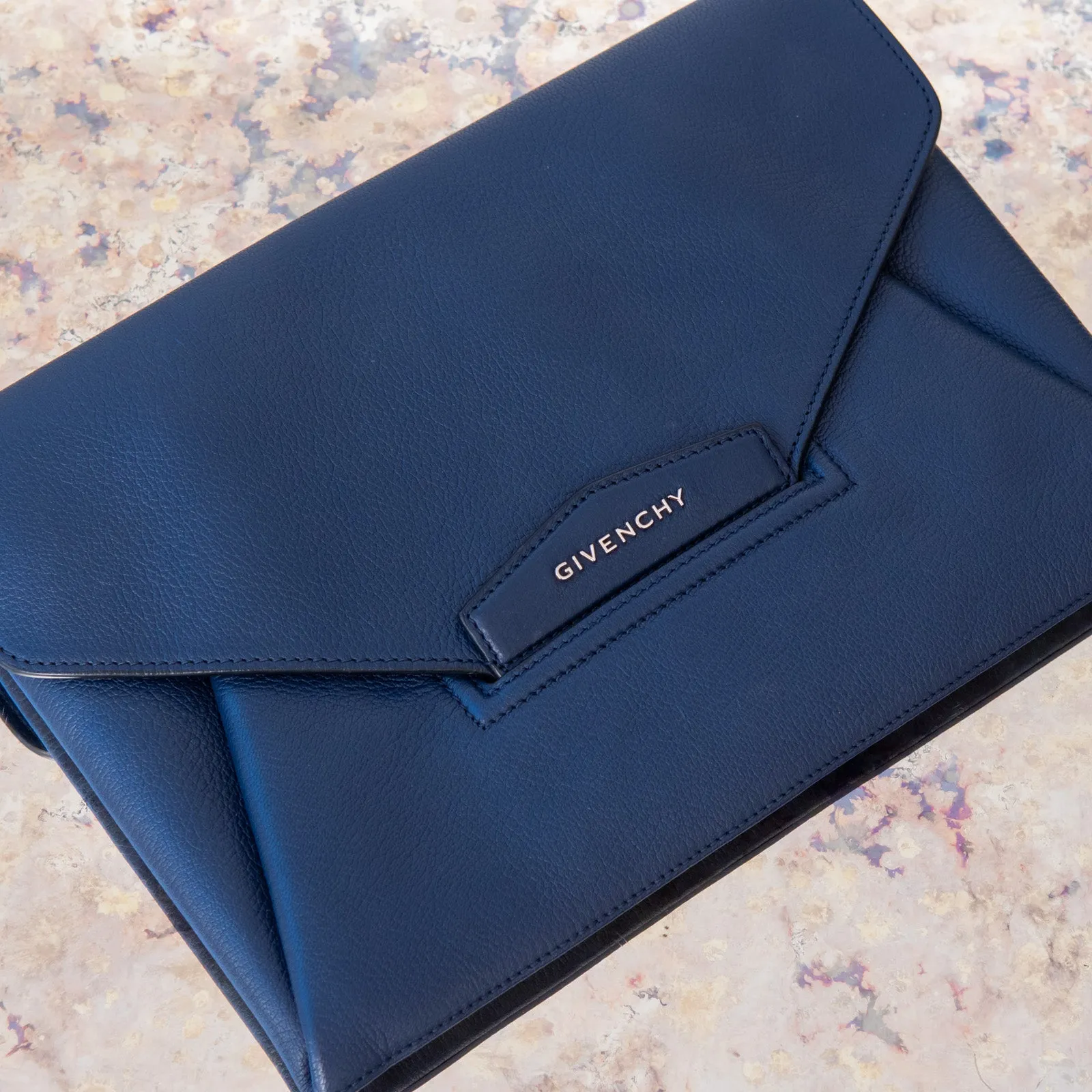 Givenchy Blue Leather Envelope Flap Bag
