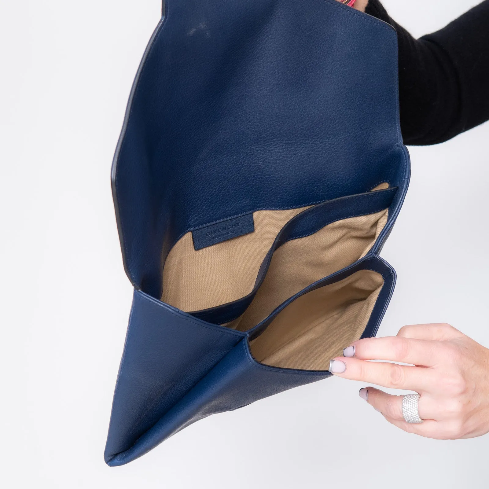 Givenchy Blue Leather Envelope Flap Bag