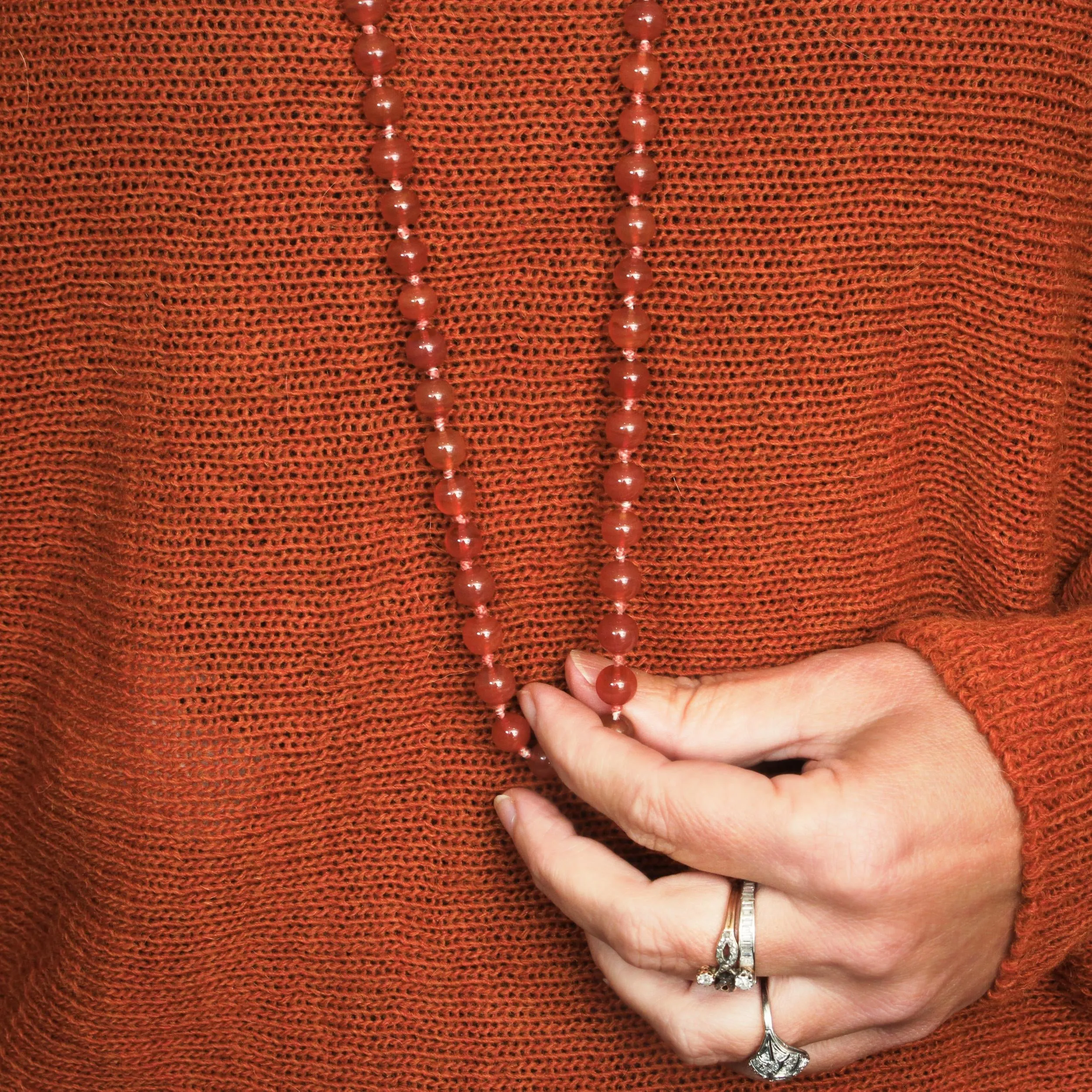 Glowing Vintage Carnelian Bead Necklace