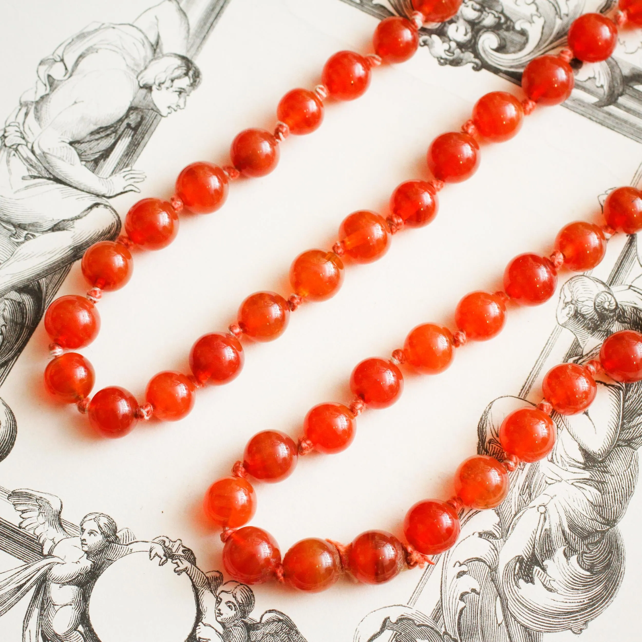 Glowing Vintage Carnelian Bead Necklace