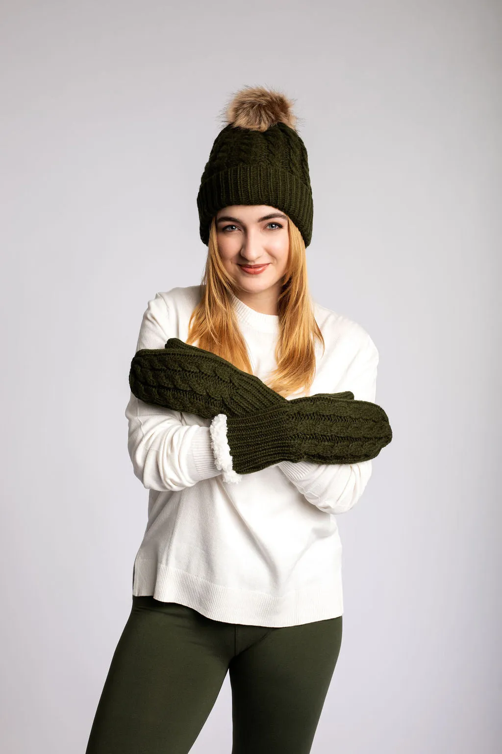 Green - Cozy Lined Mittens