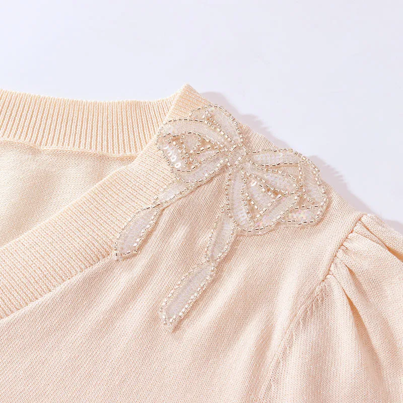 Half-Sleeve V-Neck Blouse