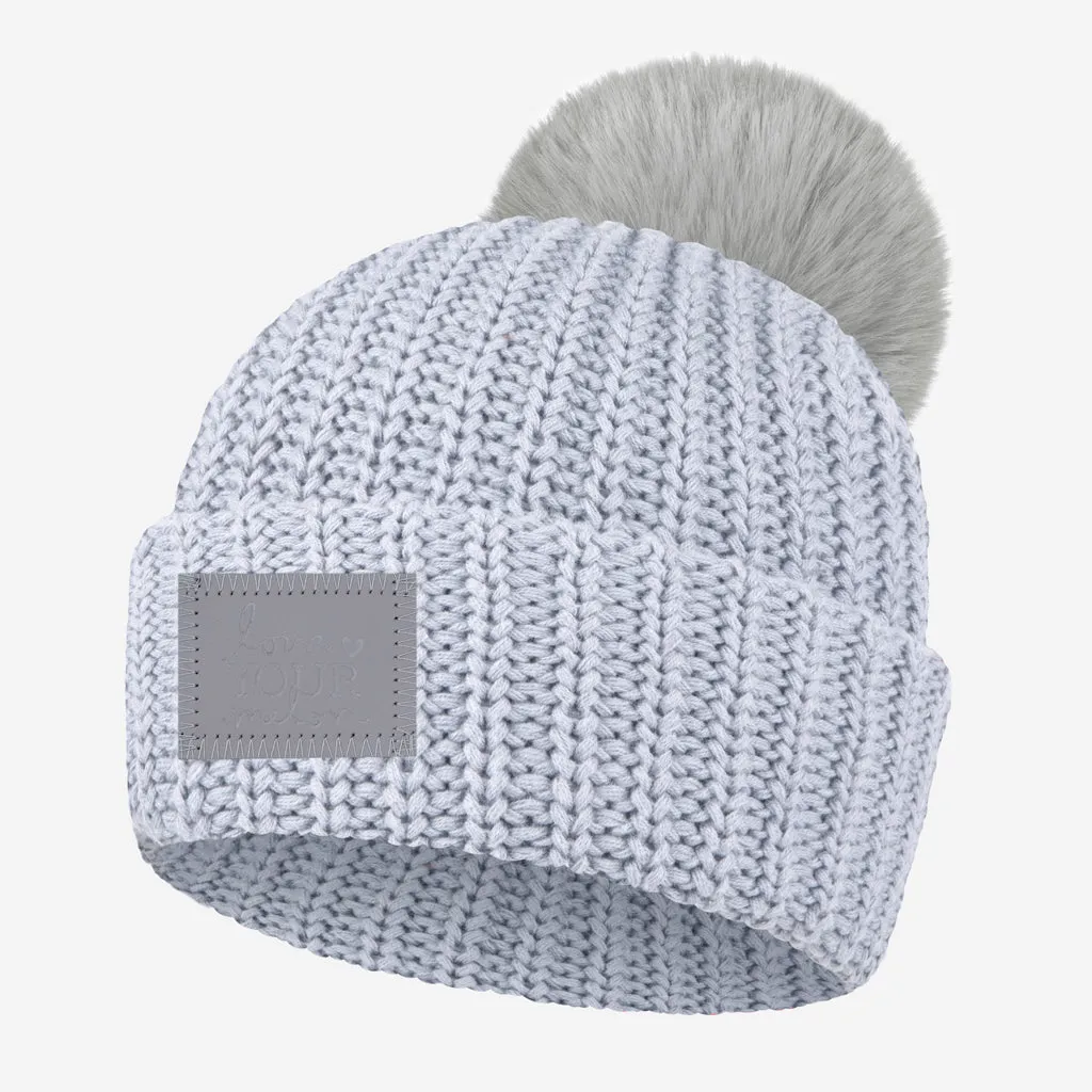 High Rise Gray Monochrome Pom Beanie