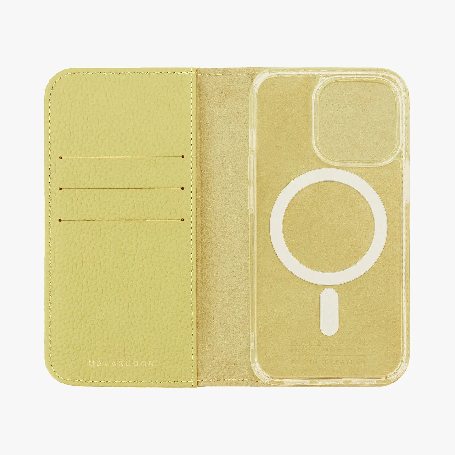iPhone 15 Pro Max MagSafe Leather Flip Cover with Clear Case