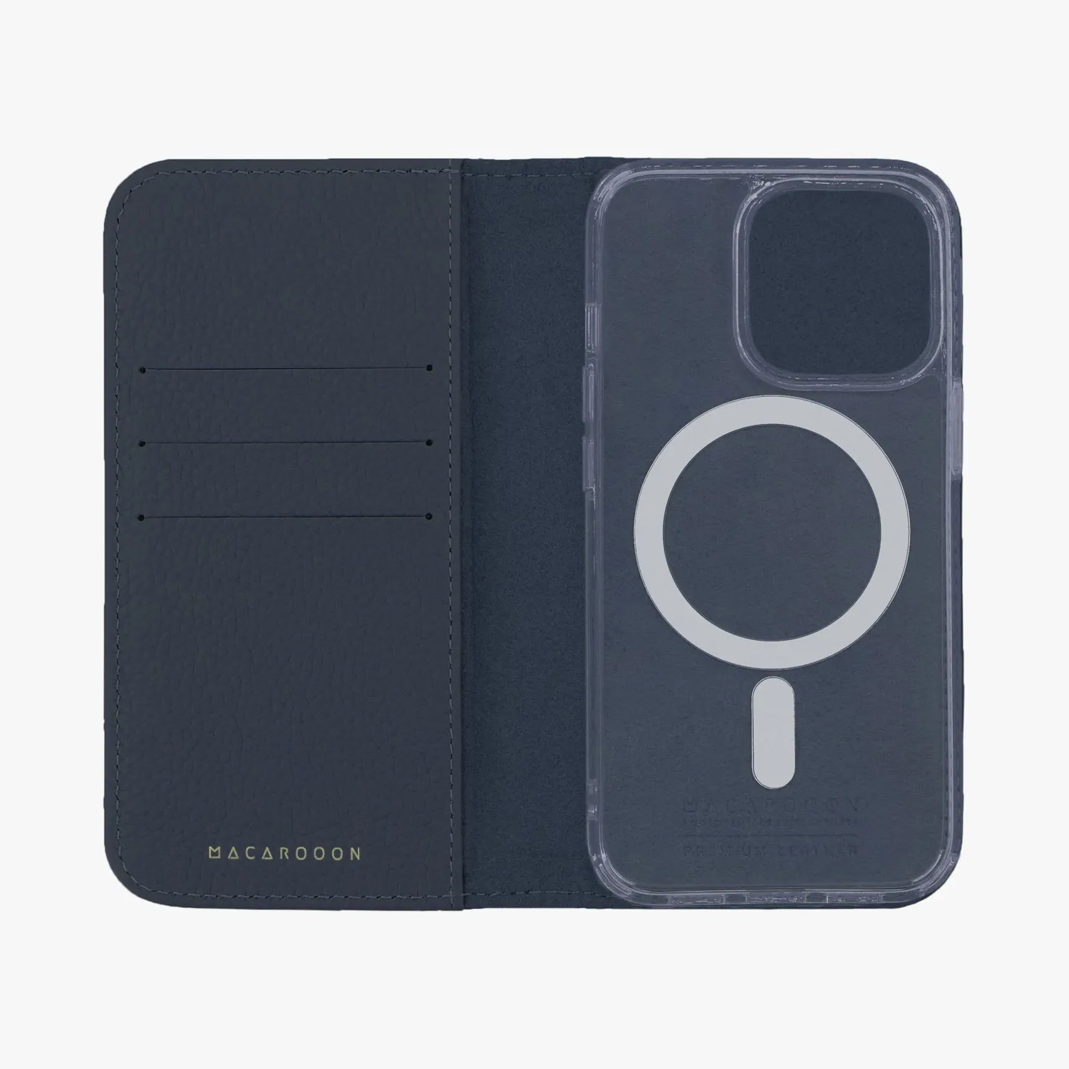 iPhone 16 Pro Max MagSafe Leather Flip Cover with Clear Case