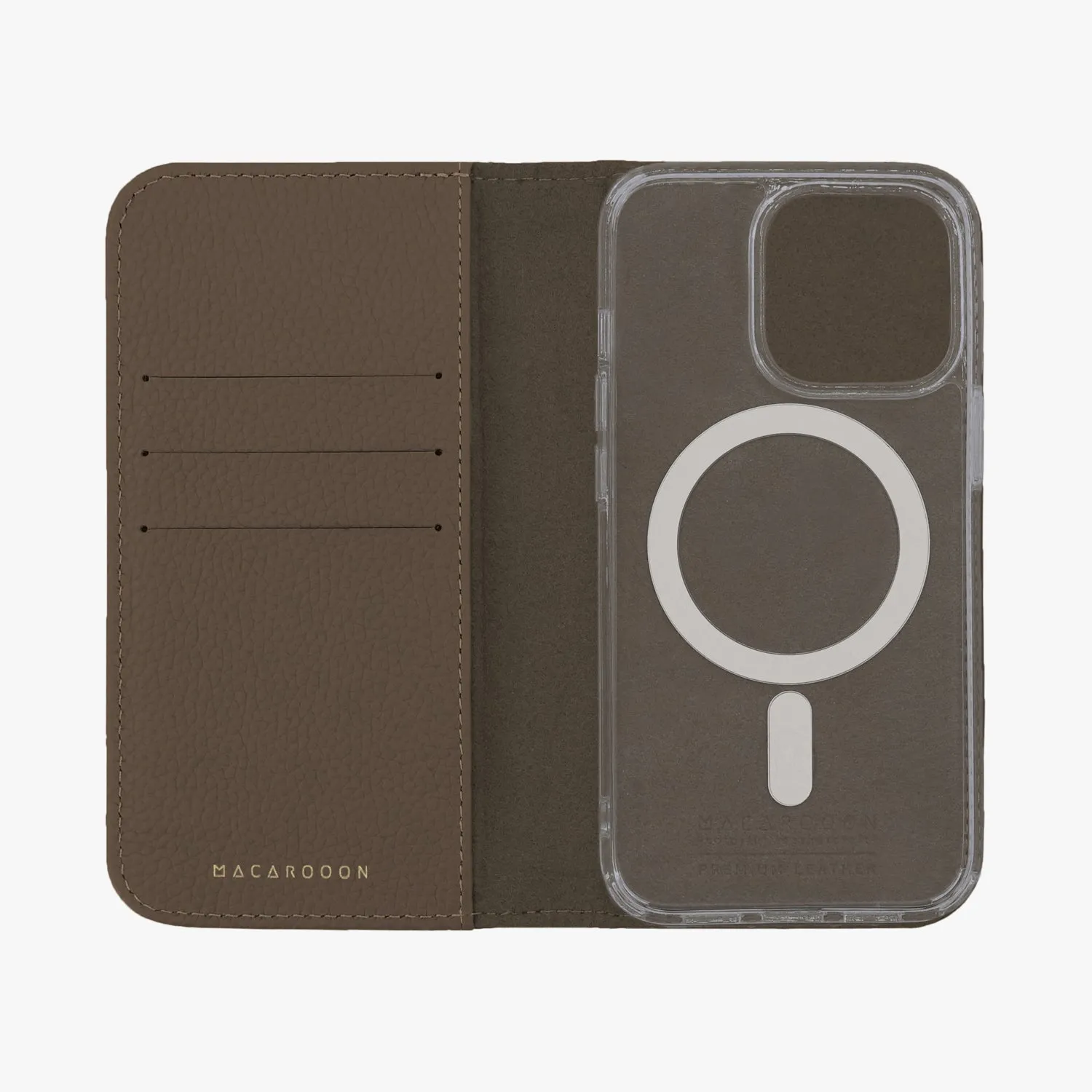 iPhone 16 Pro Max MagSafe Leather Flip Cover with Clear Case