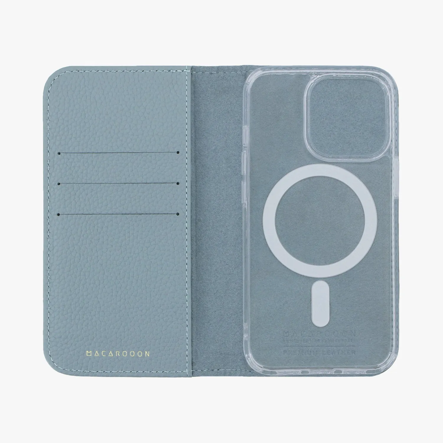 iPhone 16 Pro Max MagSafe Leather Flip Cover with Clear Case