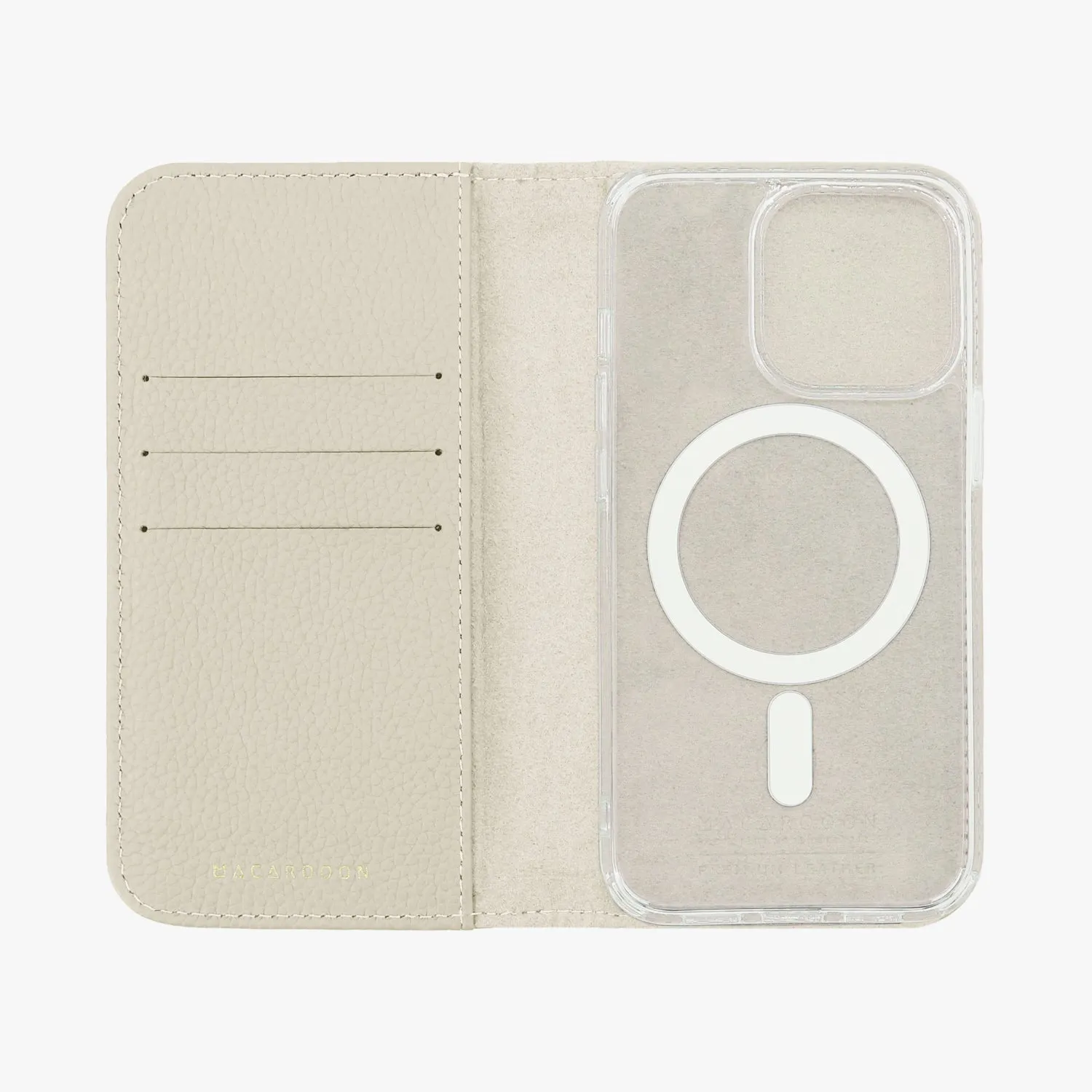 iPhone 16 Pro Max MagSafe Leather Flip Cover with Clear Case