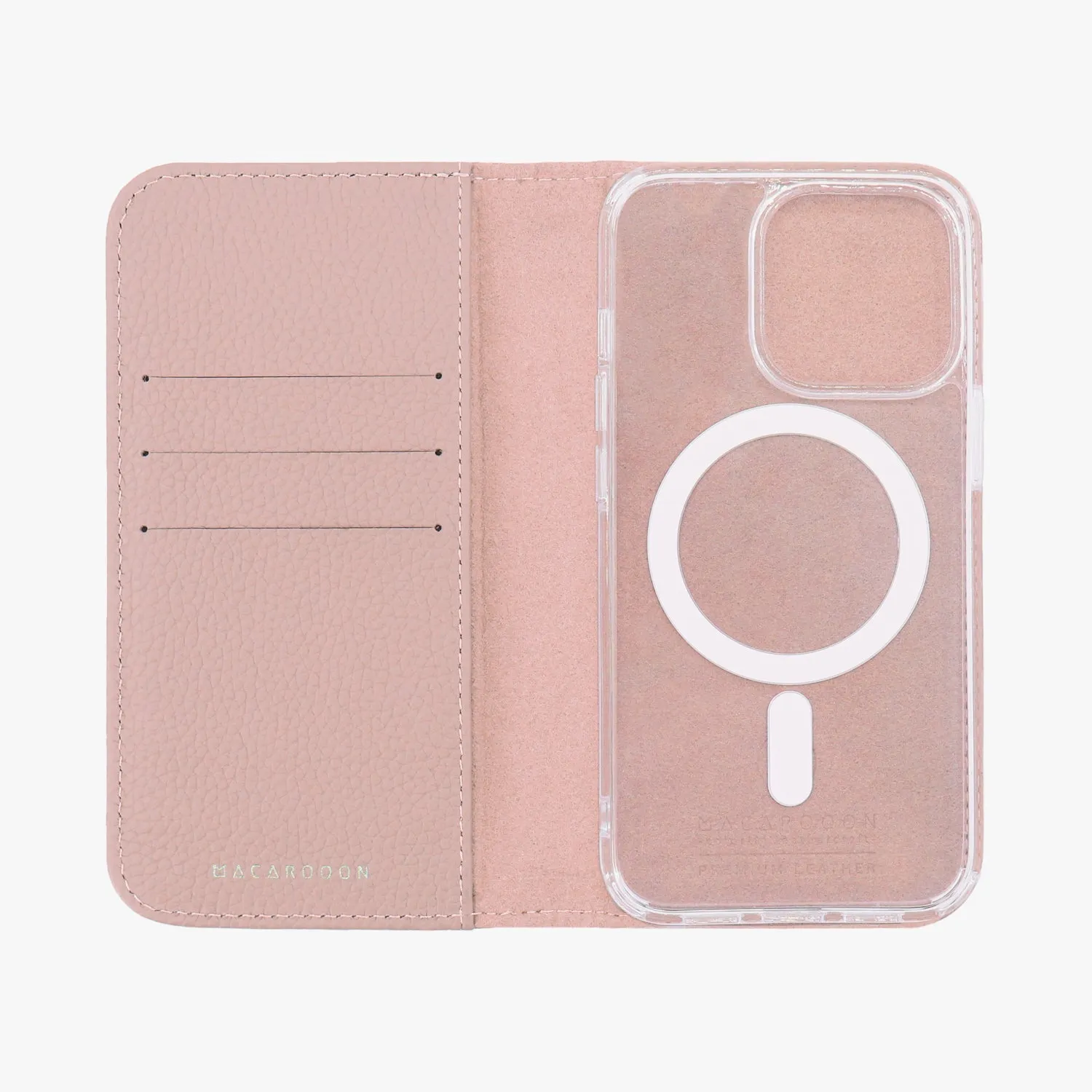 iPhone 16 Pro Max MagSafe Leather Flip Cover with Clear Case